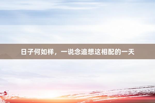 日子何如样，一说念追想这相配的一天